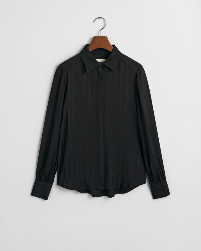 Regular fit satin skjorte med striber