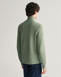 Milano-strikket sweater i bomuld med halv lynl&aring;s