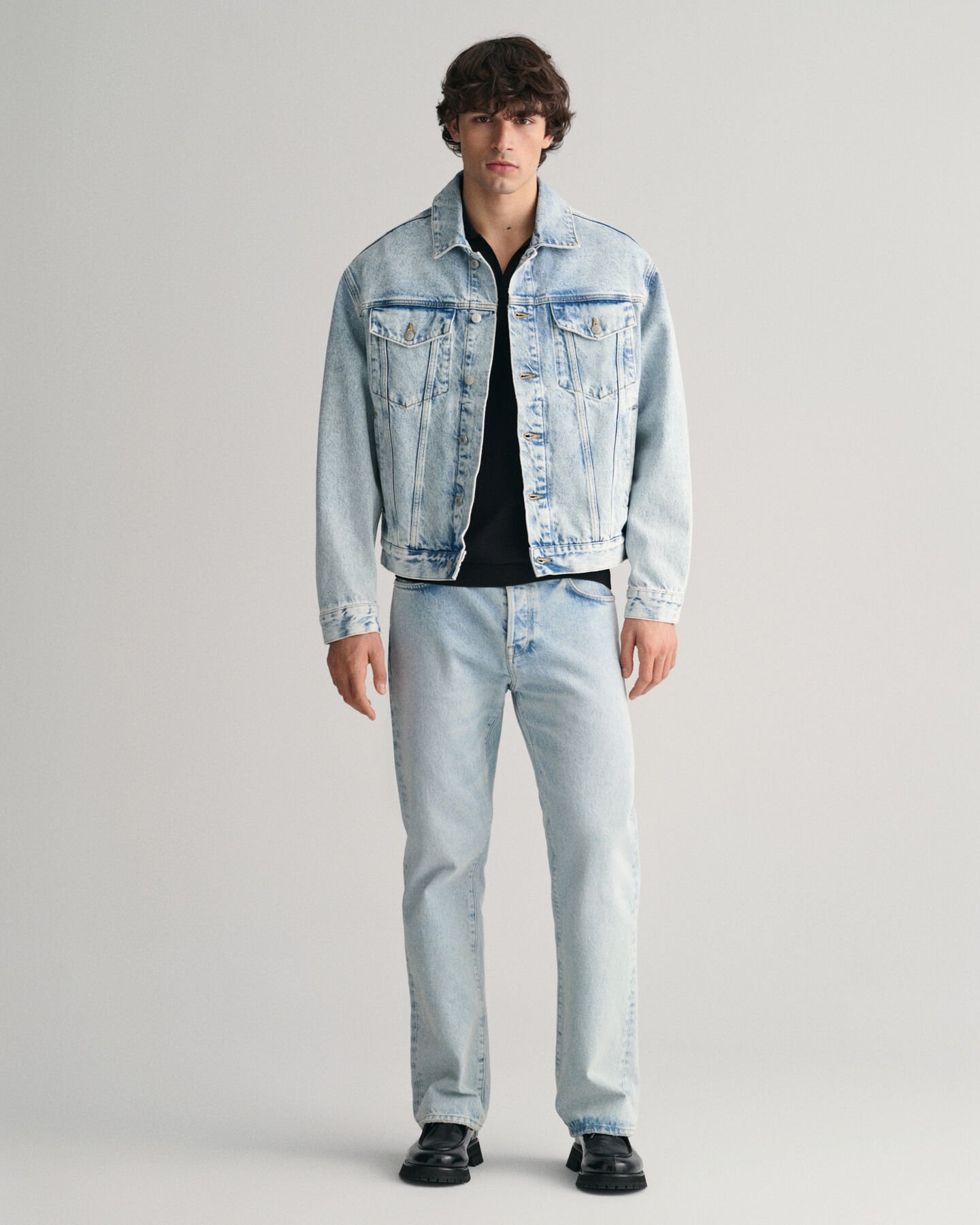 &Aring;ben strikket polosweater