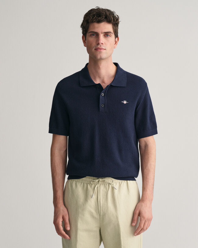 Struktureret polosweater af bomuld