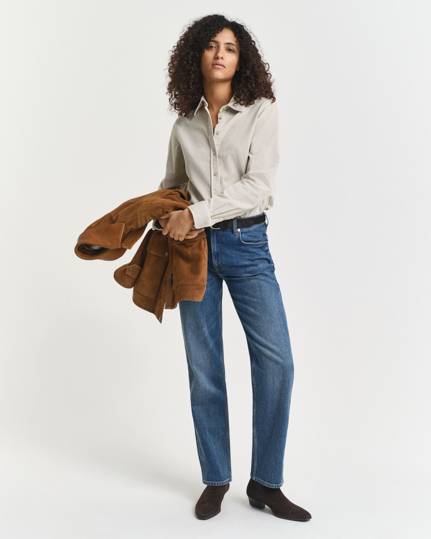 Regular fit skjorte af jernbanefløjl