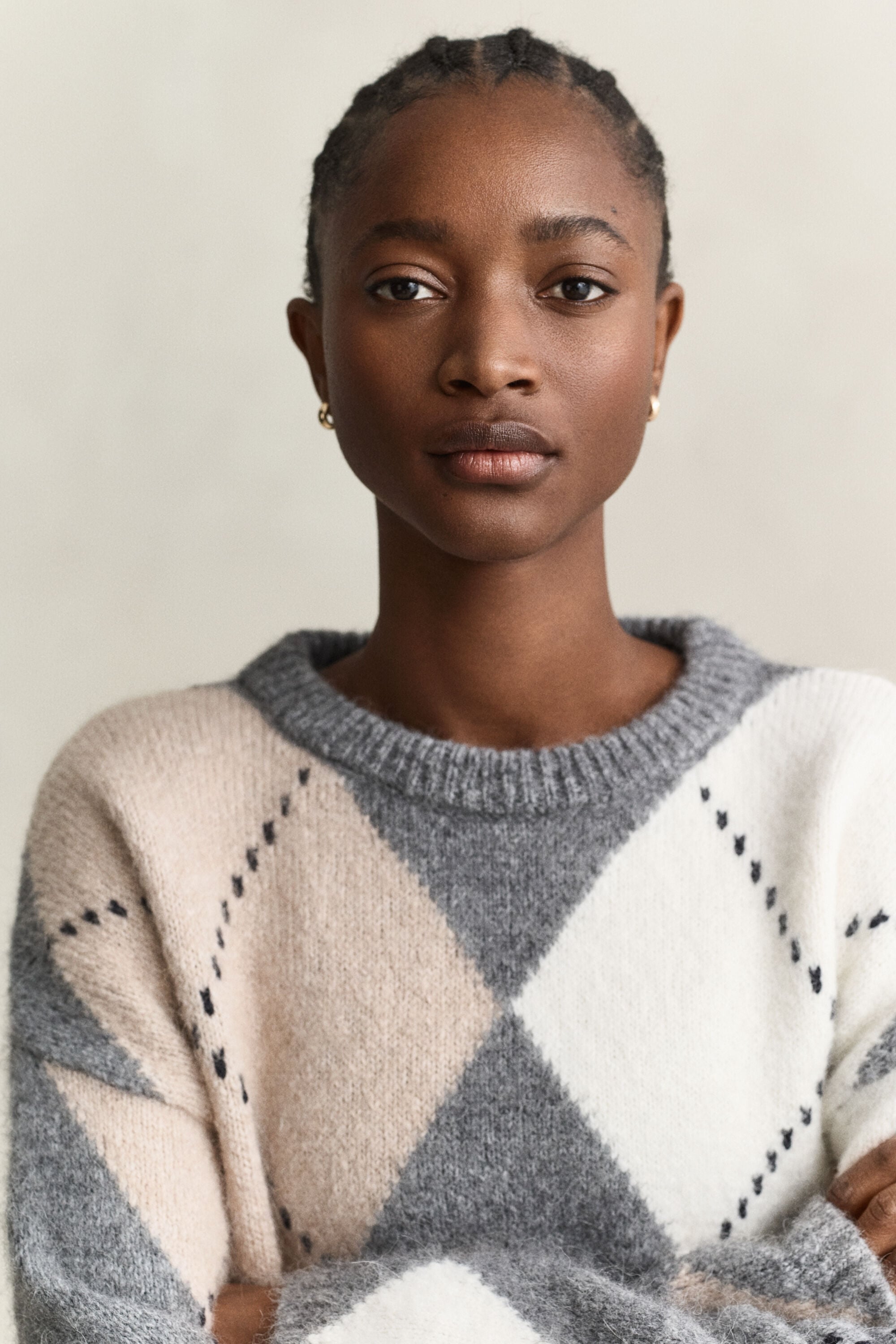 Argyle sweater i en blanding af alpakauld