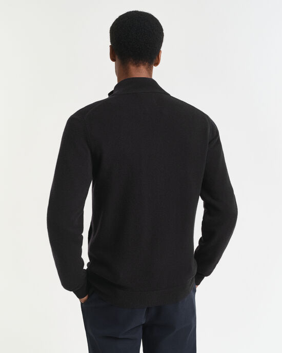 Cardigan af ekstra fin lammeuld med lynlås