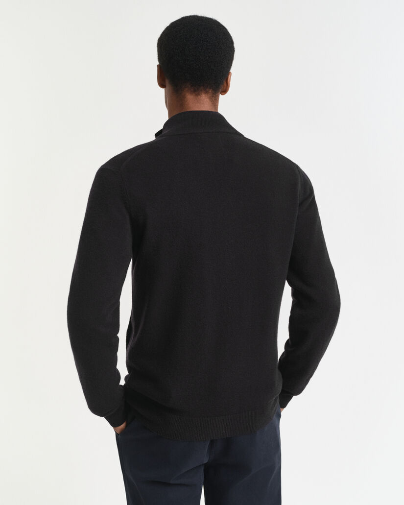 Cardigan af ekstra fin lammeuld med lynlås