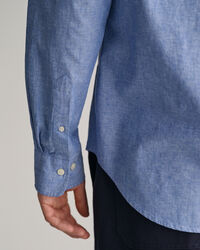 Regular fit skjorte af bomuld og hør