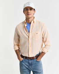 Regular fit stribet skjorte af bomuldsh&oslash;r