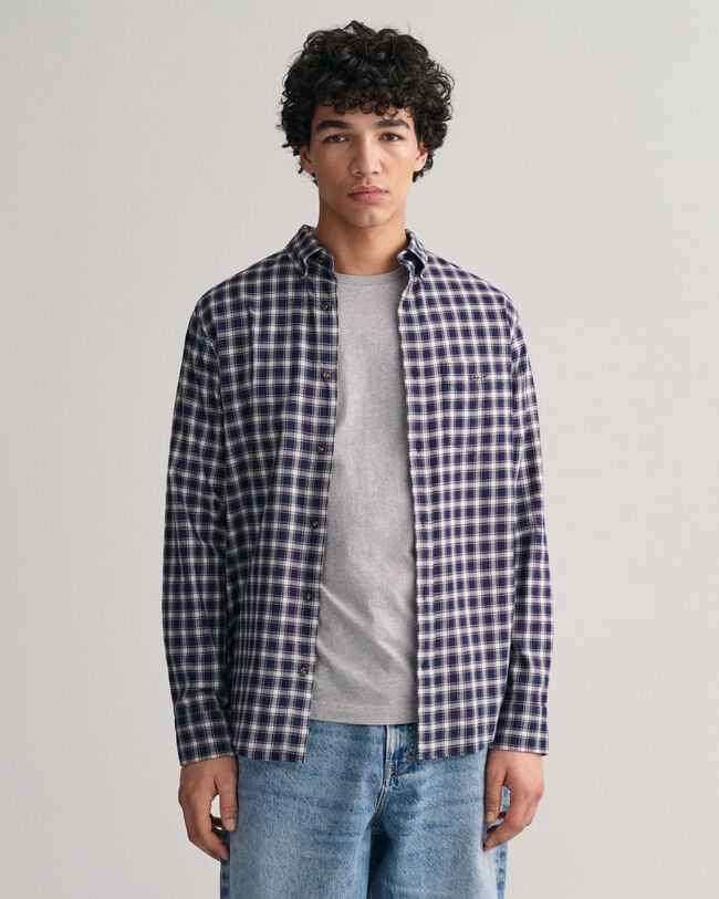Regular fit flannelskjorte med mikrotern
