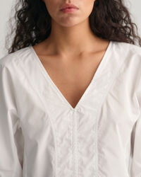 Top med ballonærmer og V-hals