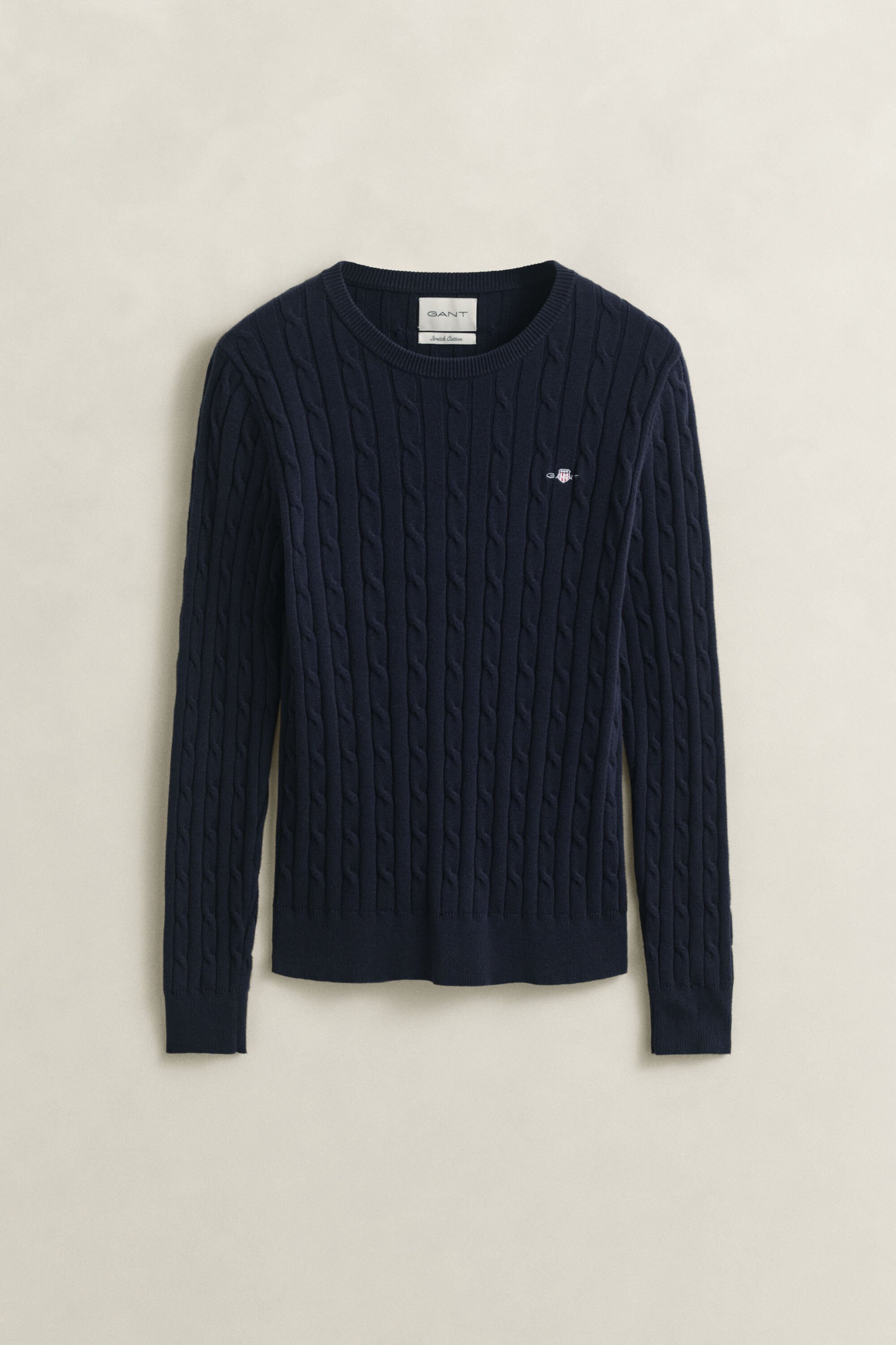 Crewneck sweater med kabelstrik