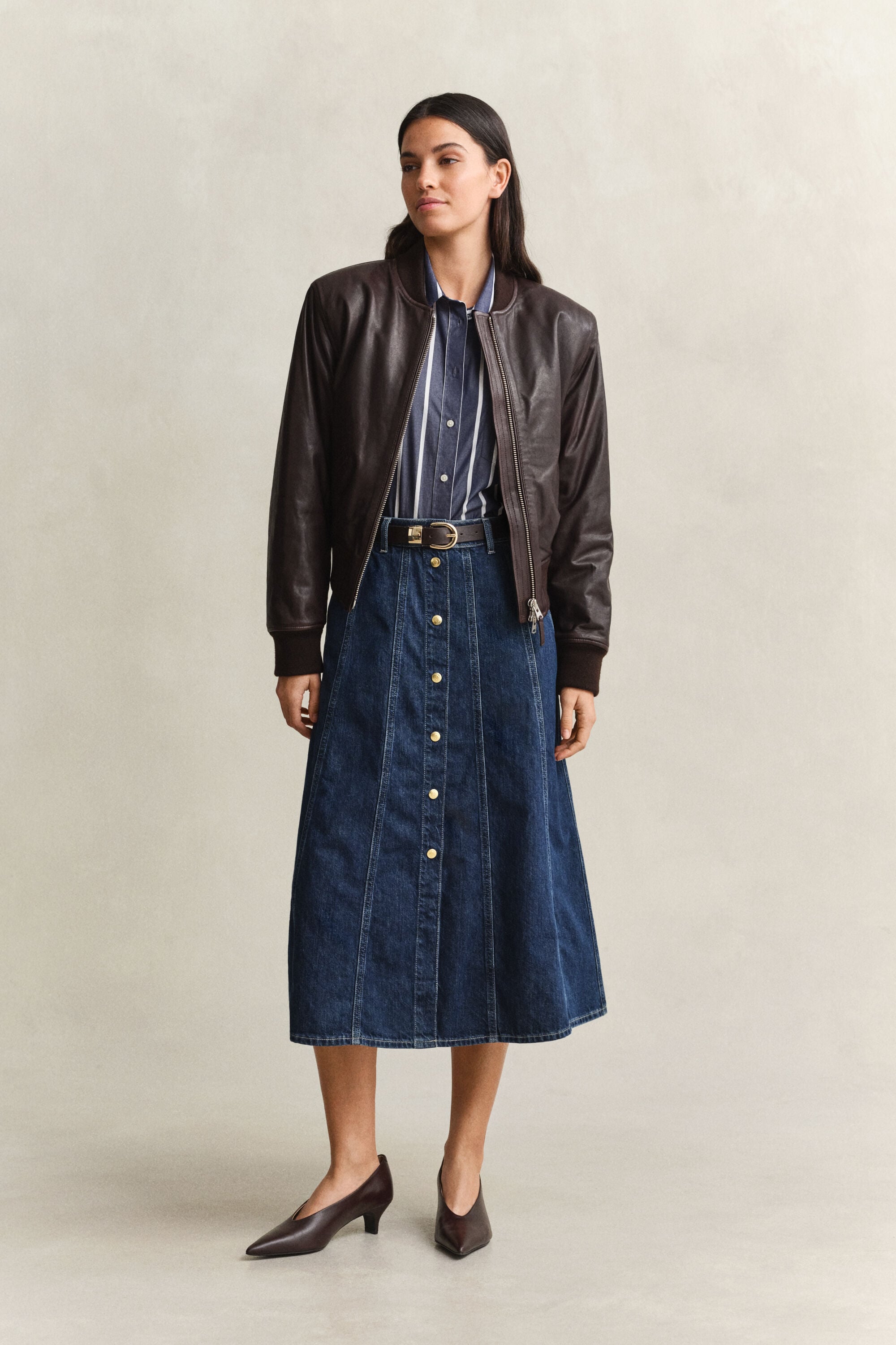 Relaxed fit stribet klassisk poplin-skjorte