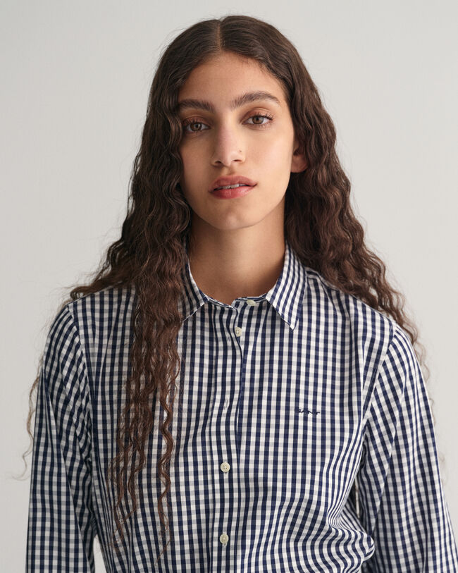 Regular fit gingham poplin skjorte