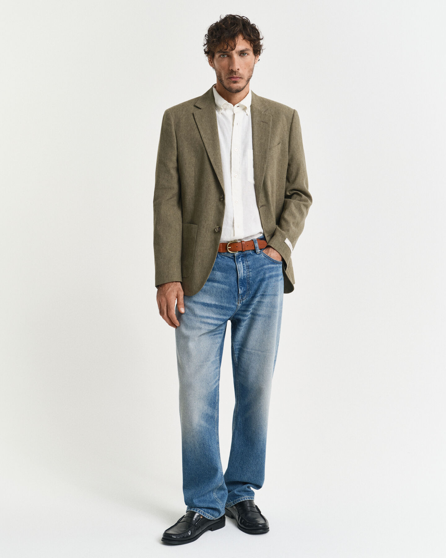 Regular fit garment-dyed h&oslash;rskjorte med korte &aelig;rmer