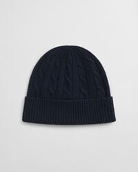 Kabelstrikket beanie i uld