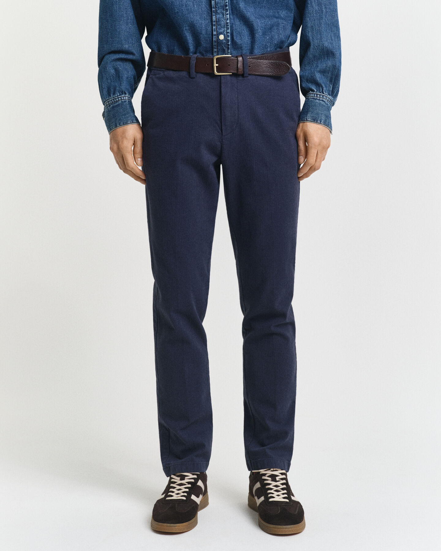 Slim fit bomuldsbukser med sildebensmønster