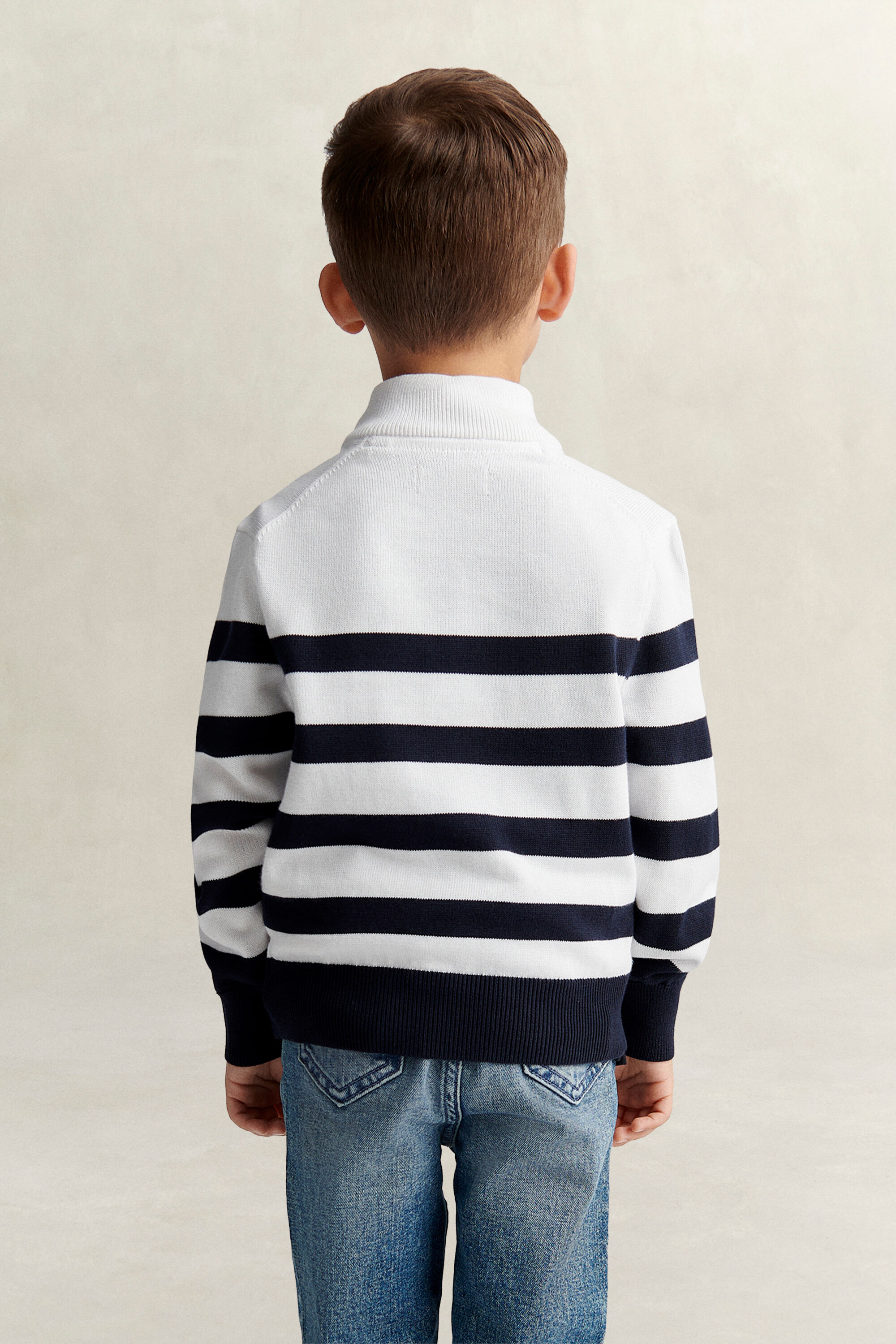 Boys breton sweater med lynlås