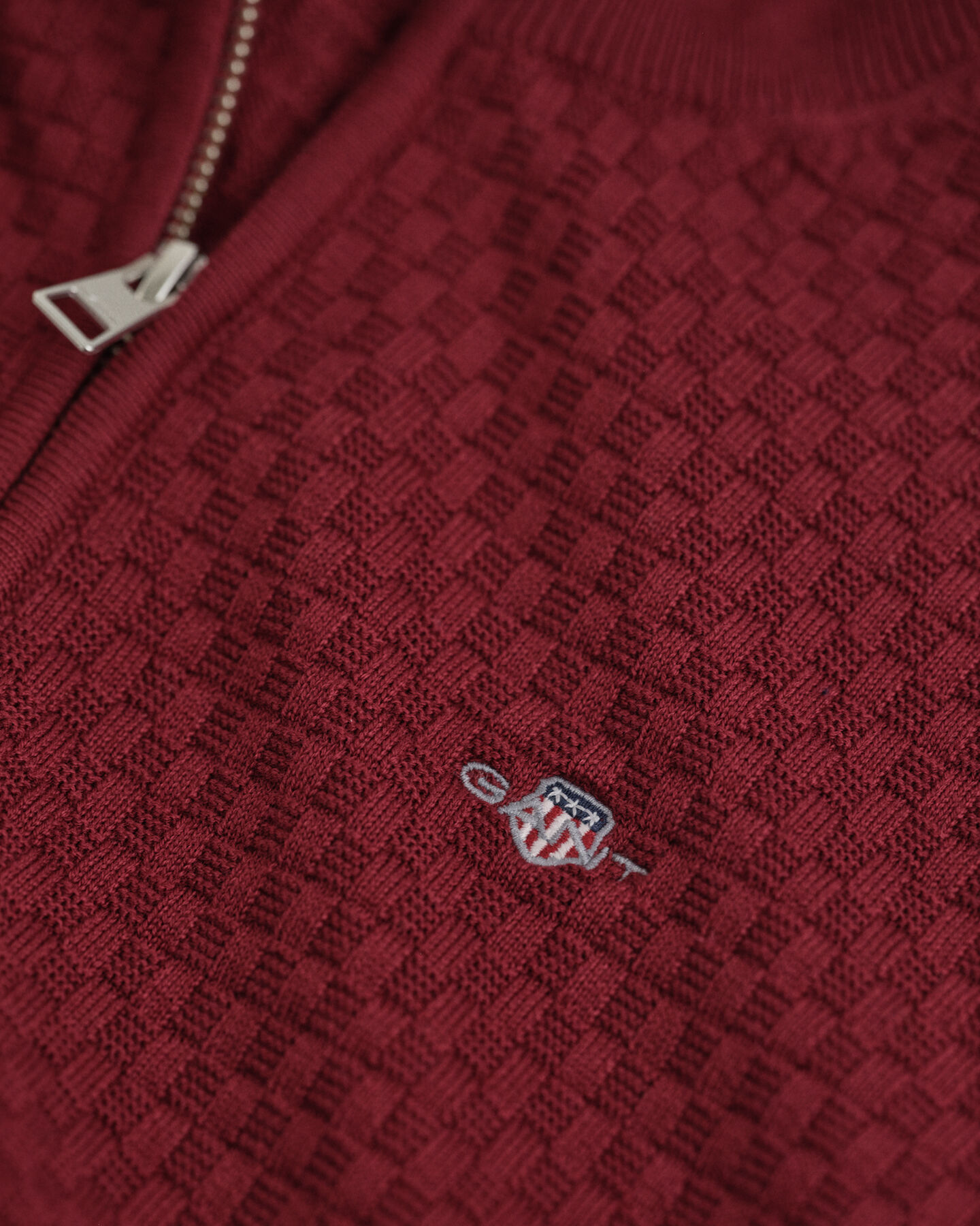 Teens sweater med mikrotekstur og halv lynlås