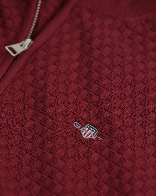 Teens sweater med mikrotekstur og halv lynlås