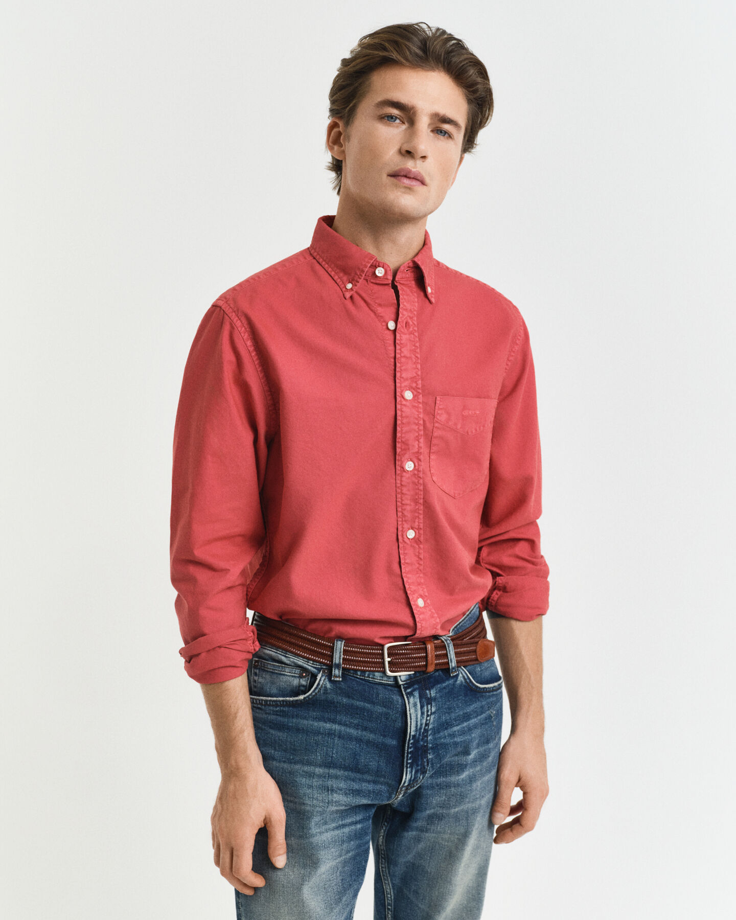 Regular fit garment-farvet Archive Oxford skjorte
