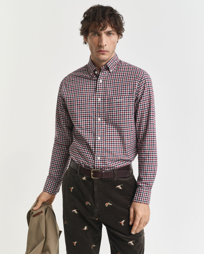 Regular fit gingham skjorte af twill