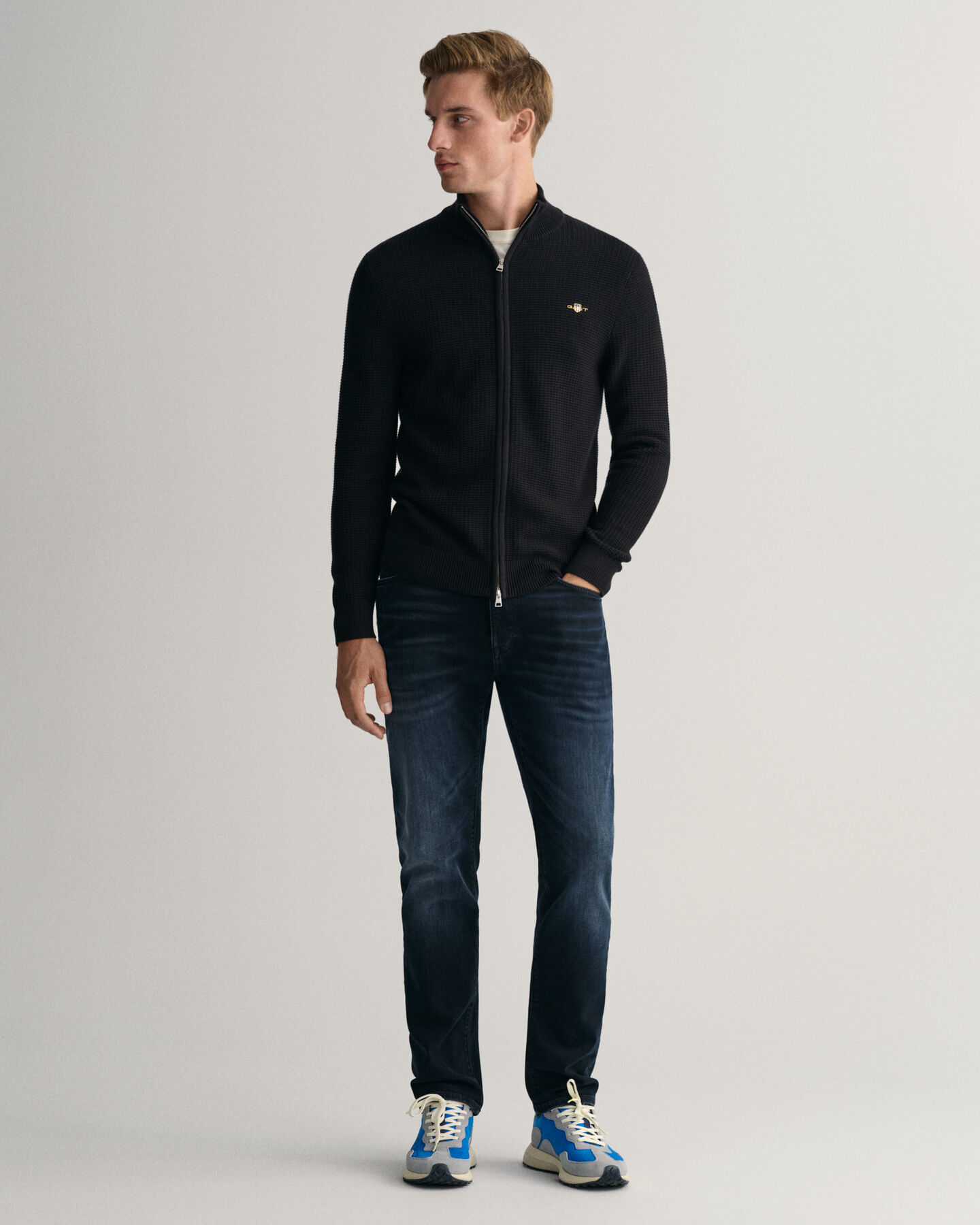 Tekstureret cardigan af bomuld