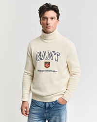 Sweater med GANT-grafik og rullekrave