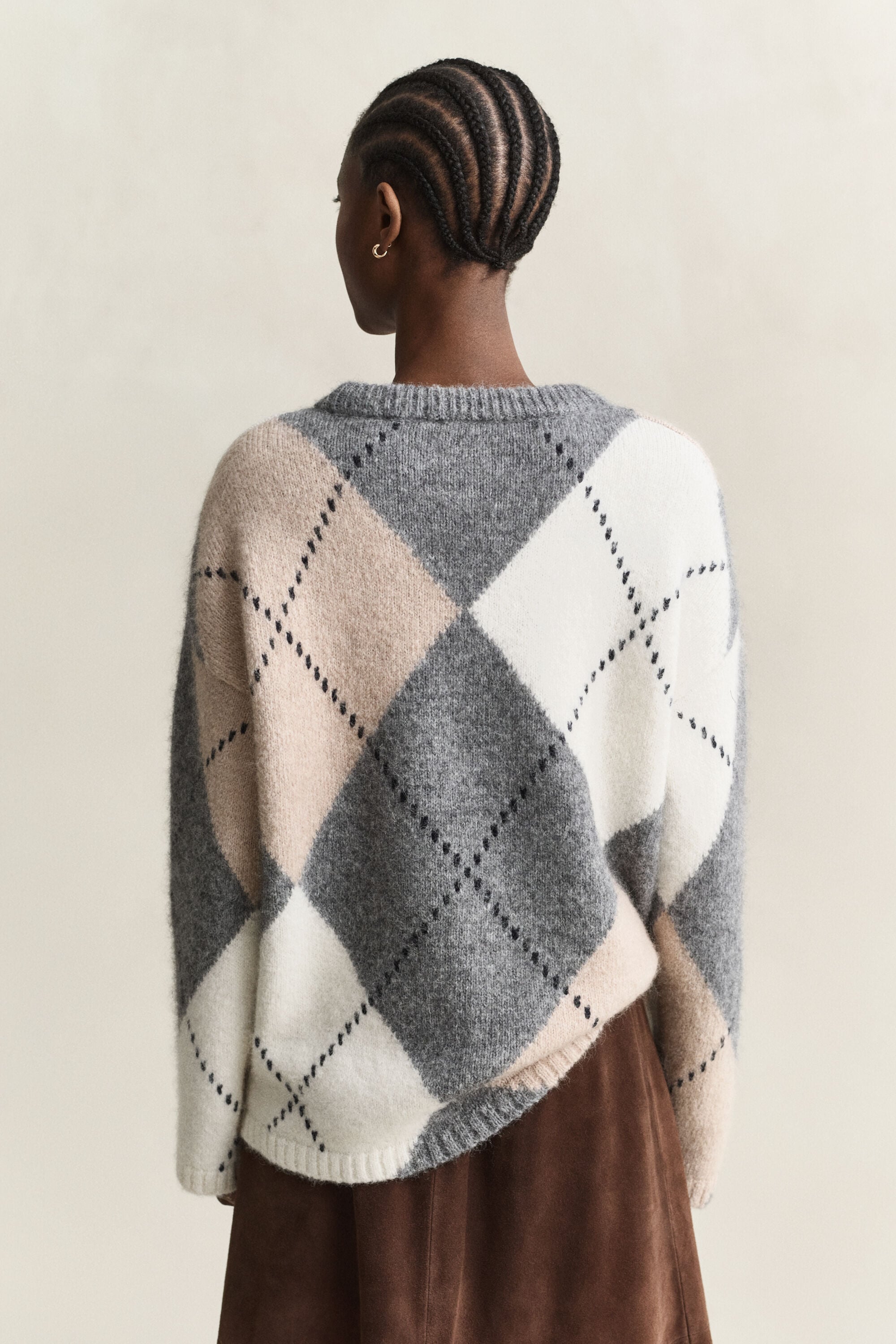 Argyle sweater i en blanding af alpakauld