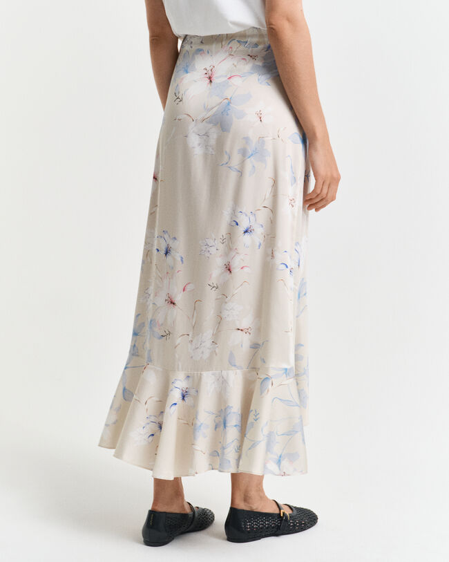 Fl&aelig;set sl&aring;-om nederdel med blomstertryk