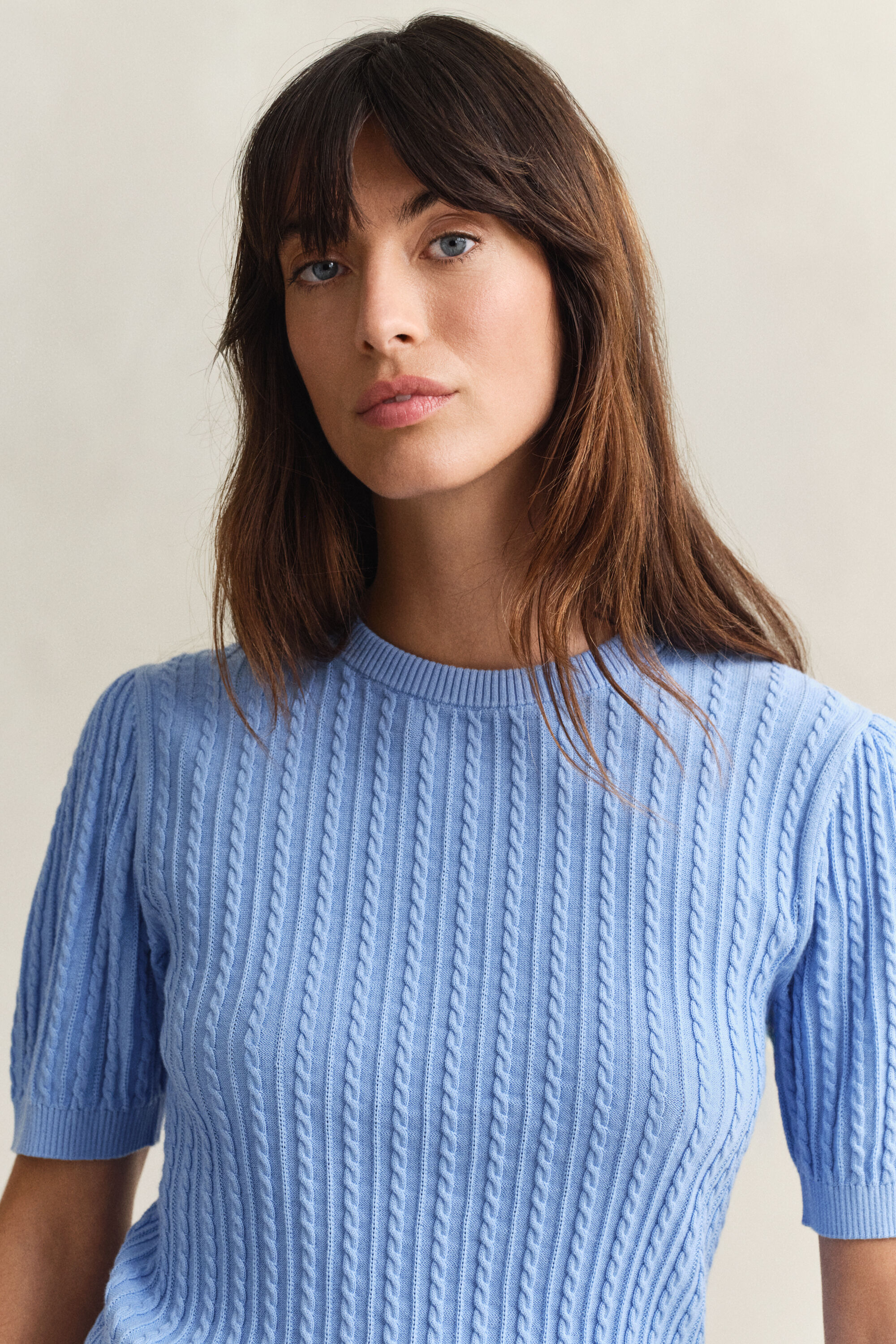 Bomuldssweater med korte ærmer