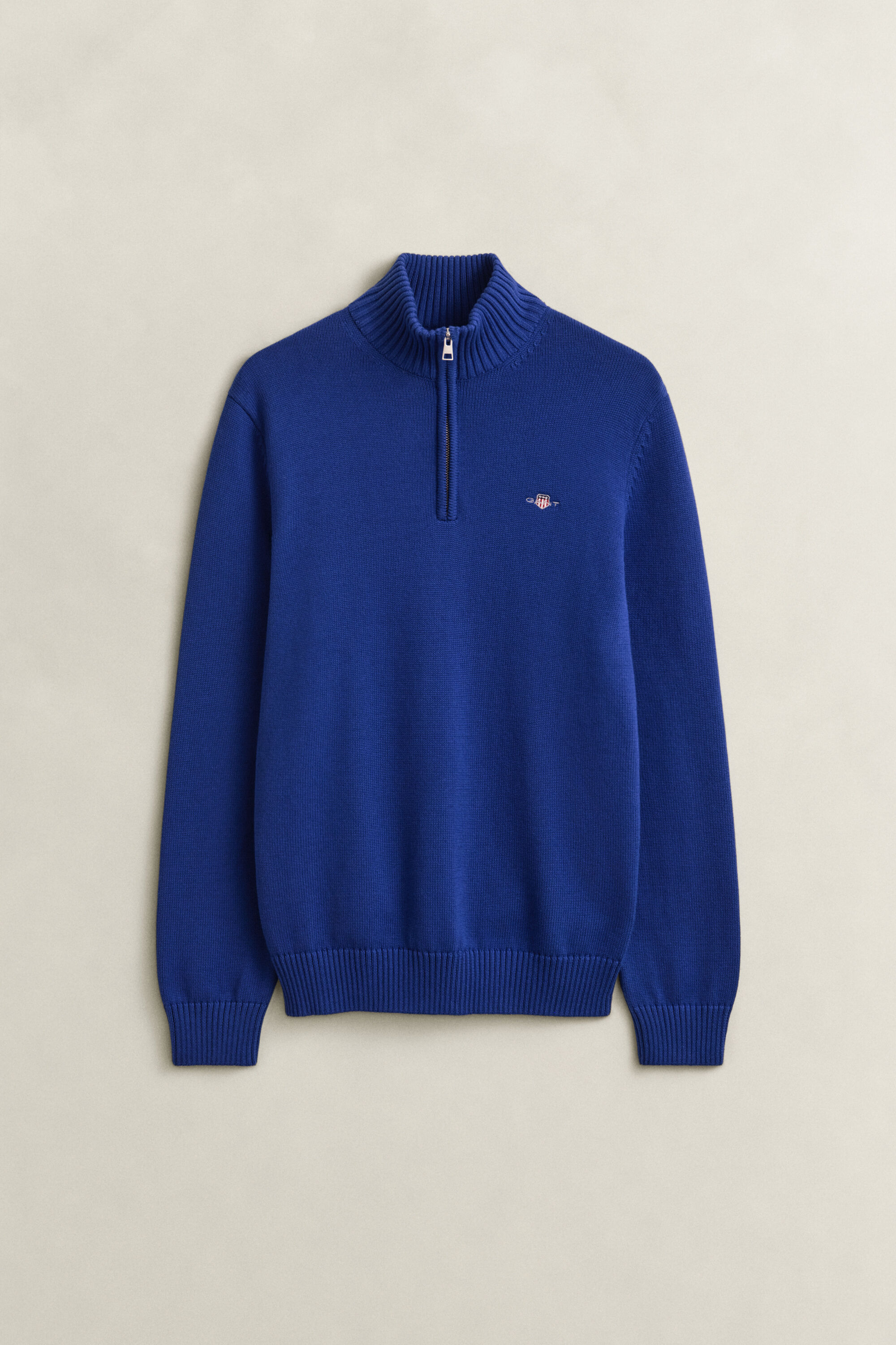 Afslappet sweater i bomuld med halv lynlås