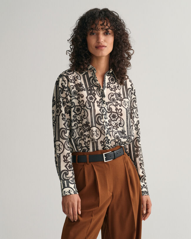 Relaxed fit Lace Print bomuldssilkeskjorte