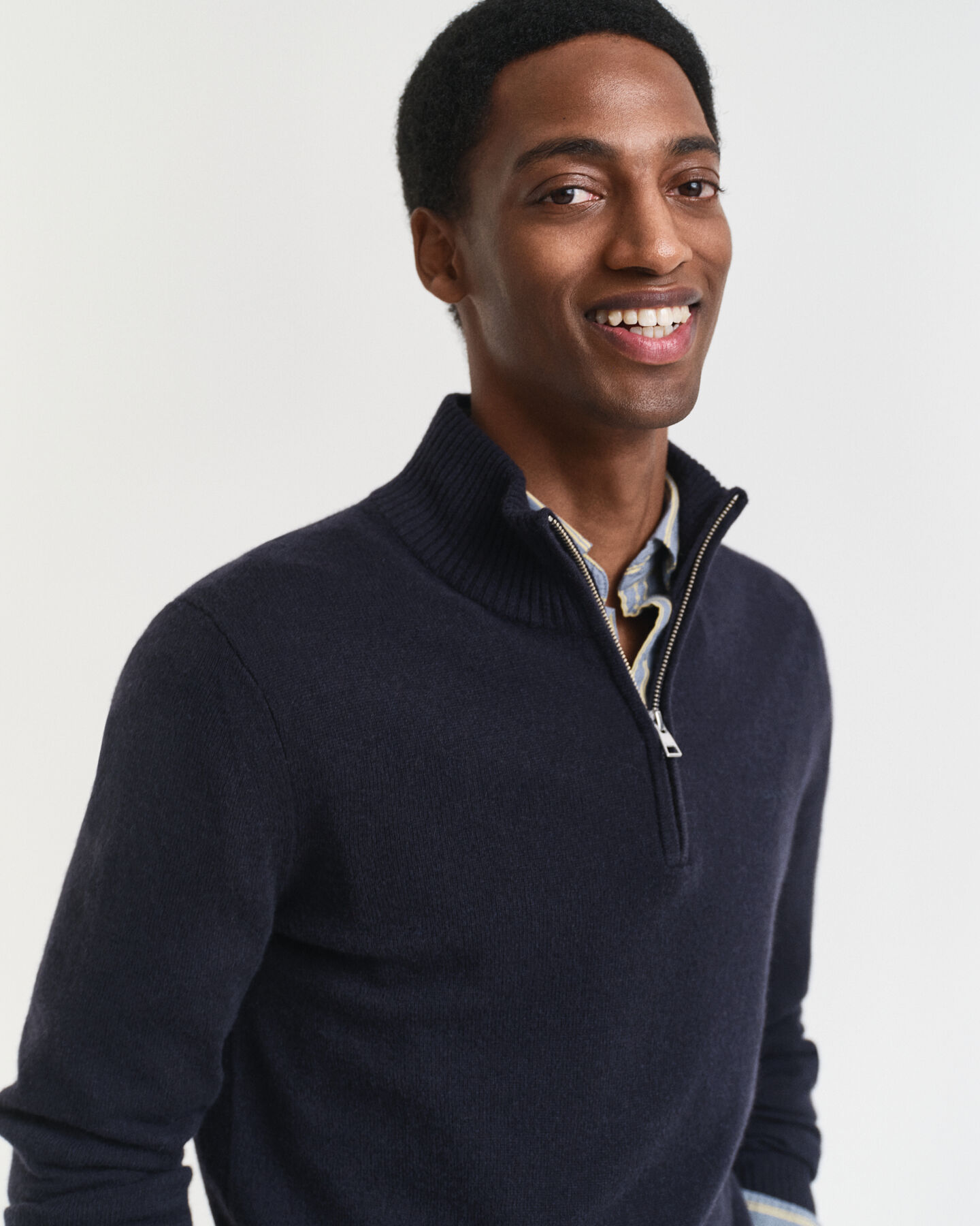 Kashmir sweater med halv lynlås