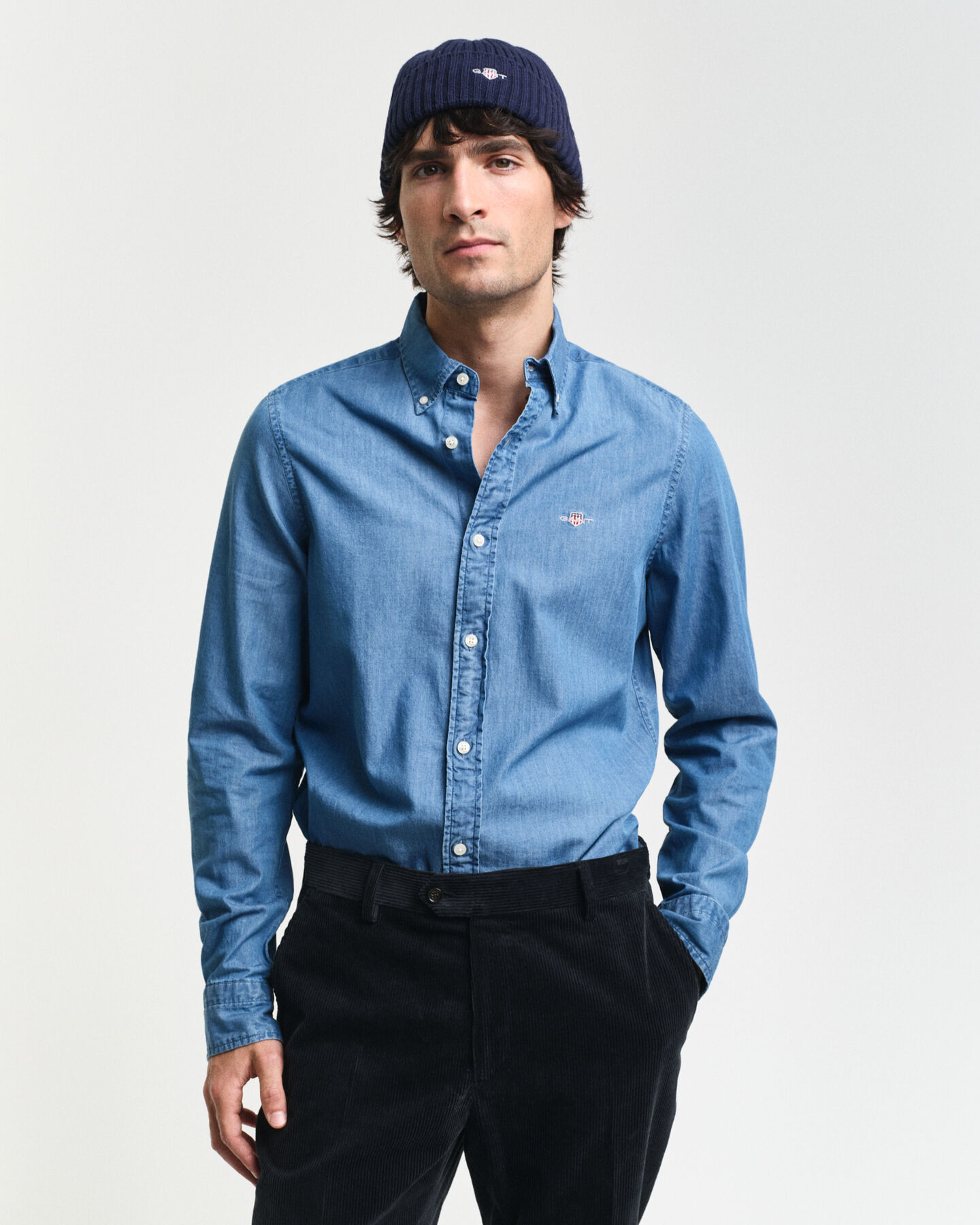Slim fit indigo-skjorte
