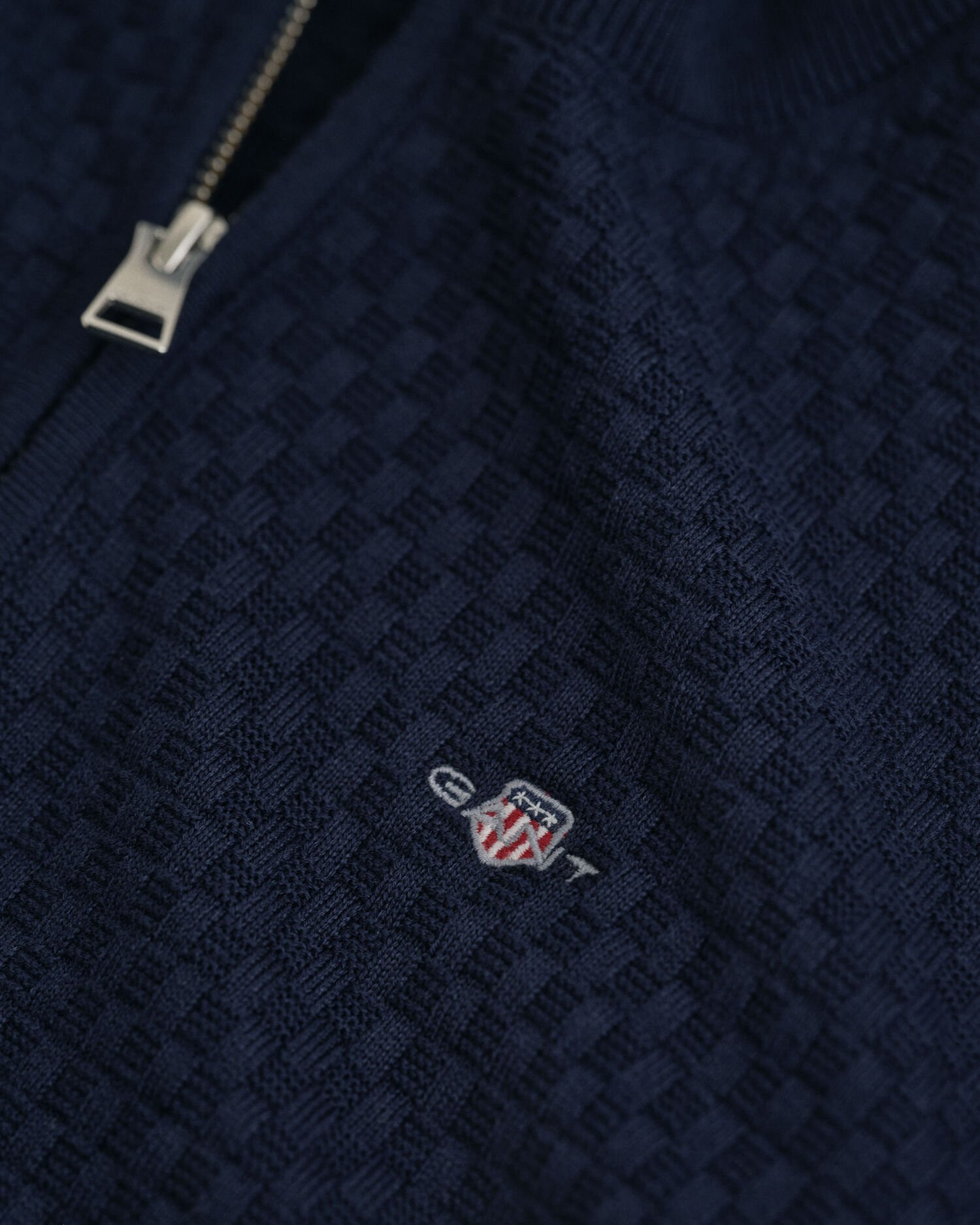 Teens sweater med mikrotekstur og halv lynlås