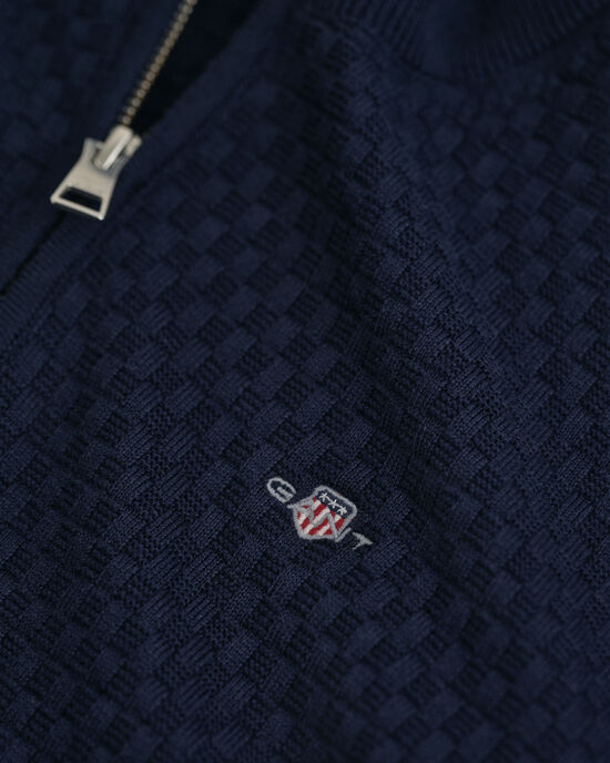 Teens sweater med mikrotekstur og halv lynlås