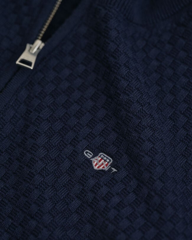 Teens sweater med mikrotekstur og halv lynlås