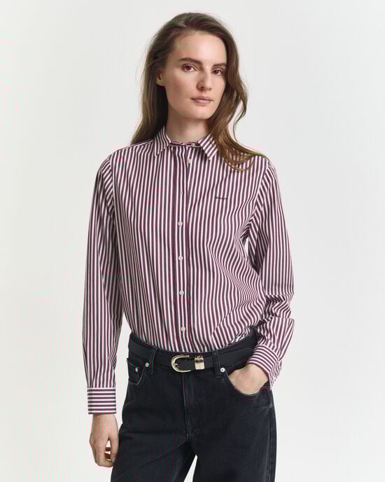 Regular fit klassisk stribet poplin-skjorte