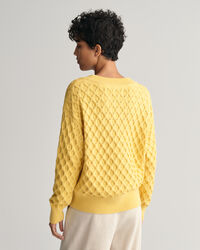 Tekstureret strikket sweater med V-hals