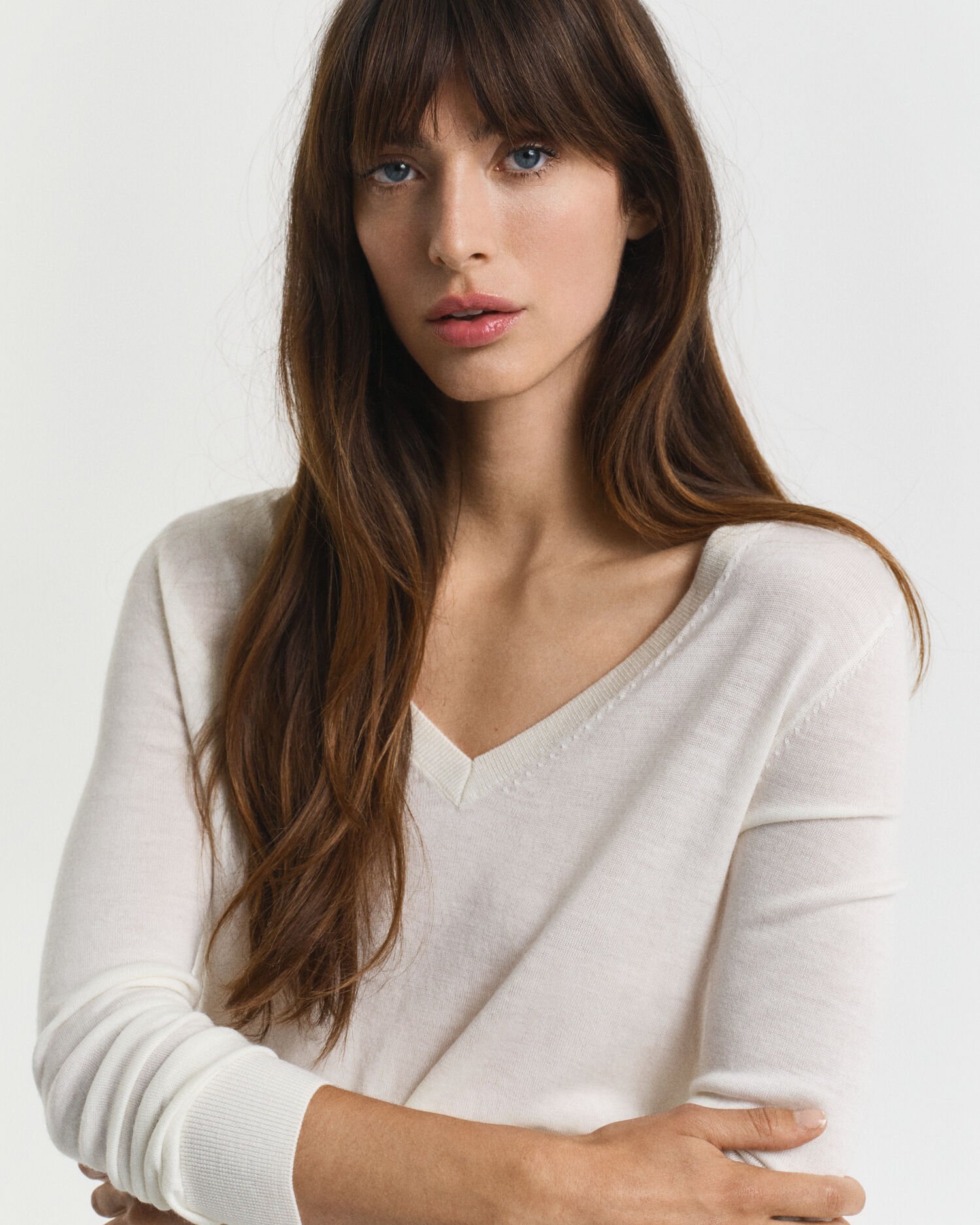 Sweater med V-hals sweater af ekstra fin merinould