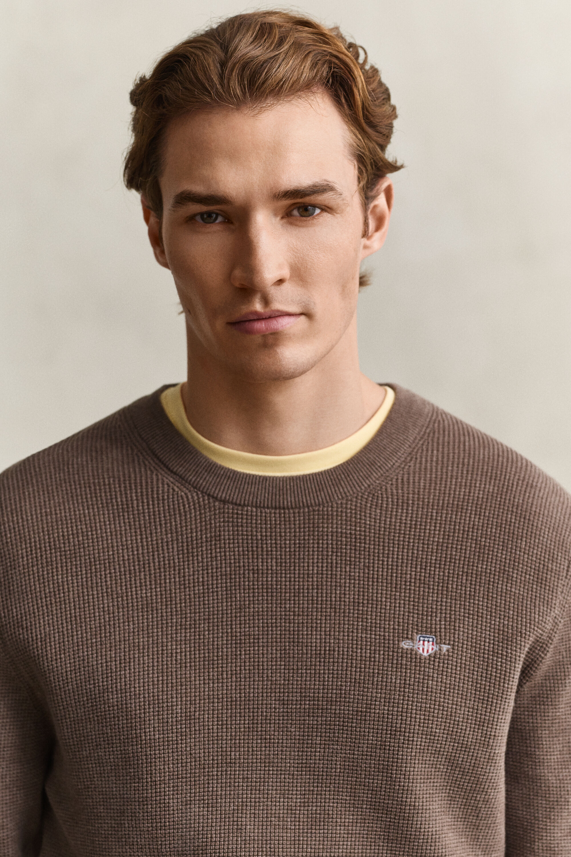 Tekstureret crewneck sweater af bomuld
