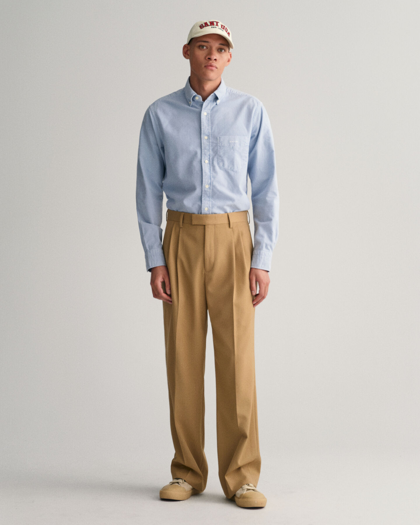 Regular fit b&oslash;rstet Oxford skjorte