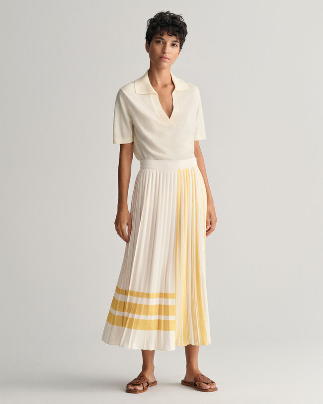 Stribet plisseret nederdel