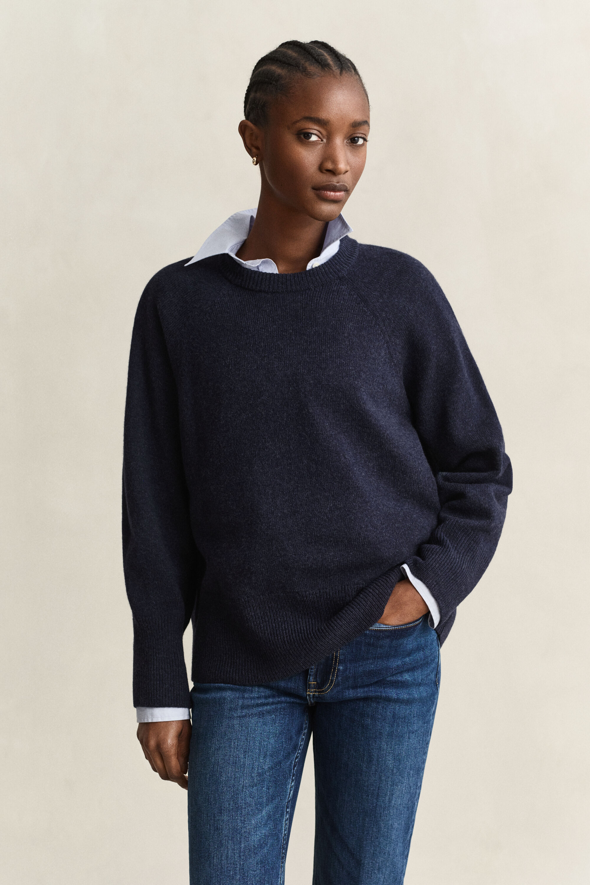Crewneck sweater af uld og kashmir