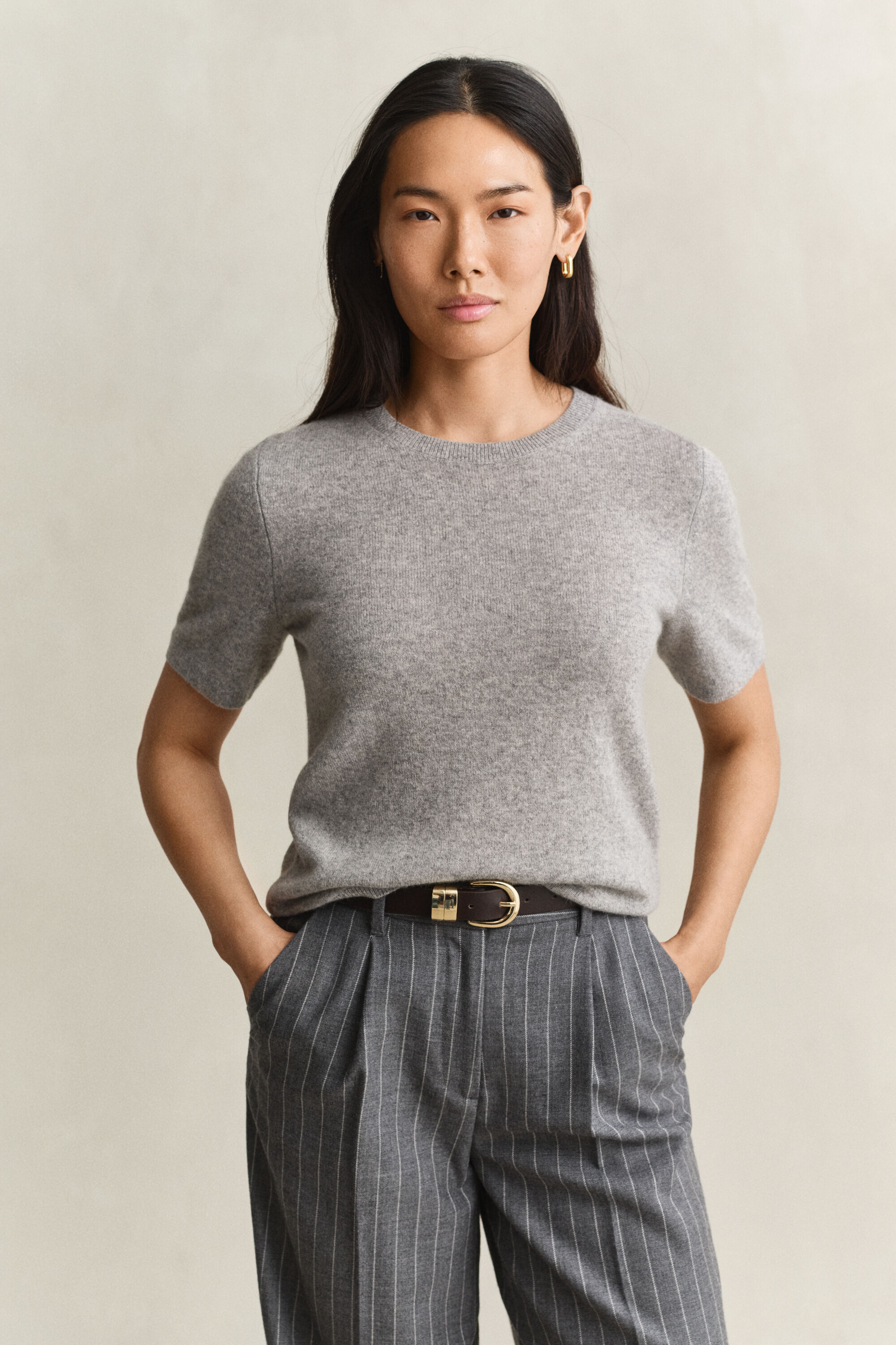 Kortærmet sweater i kashmir