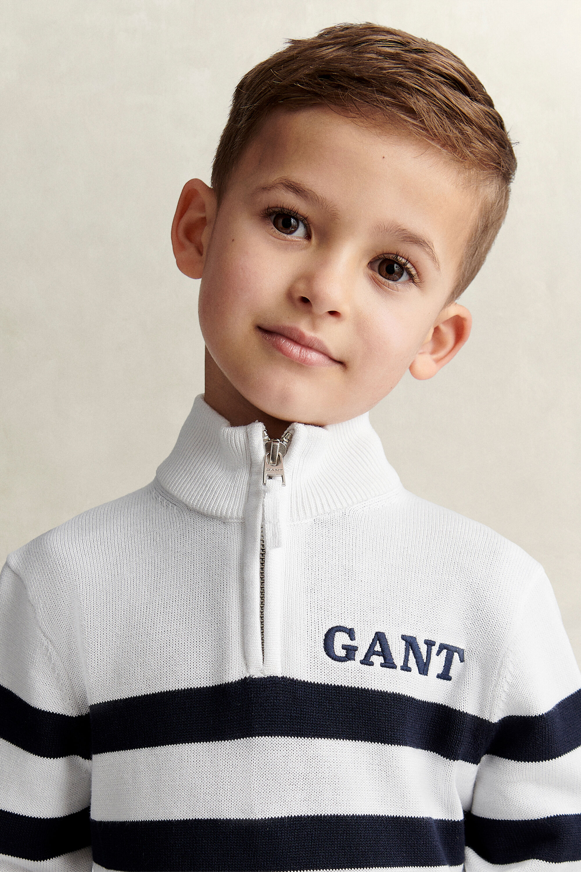 Boys breton sweater med lynlås