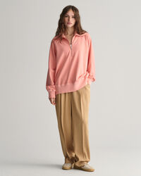 Sunfaded sweatshirt med halv lynl&aring;s