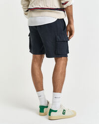 Regular fit cargo-shorts af hør
