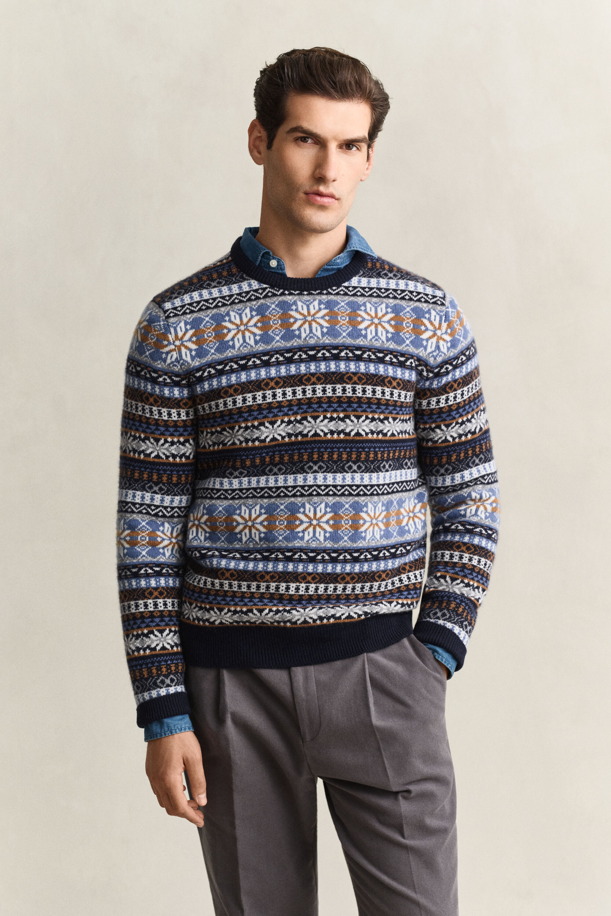 Fair Isle sweater med crewneck