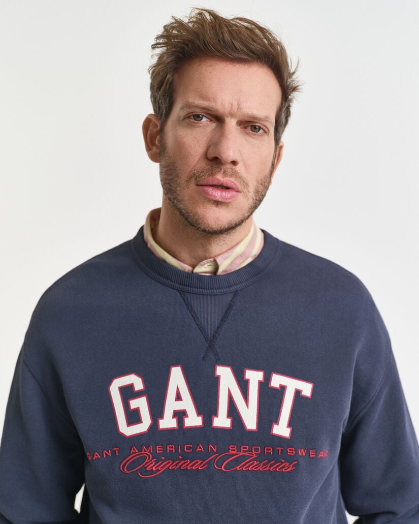 Sweatshirt med college-grafik og crewneck