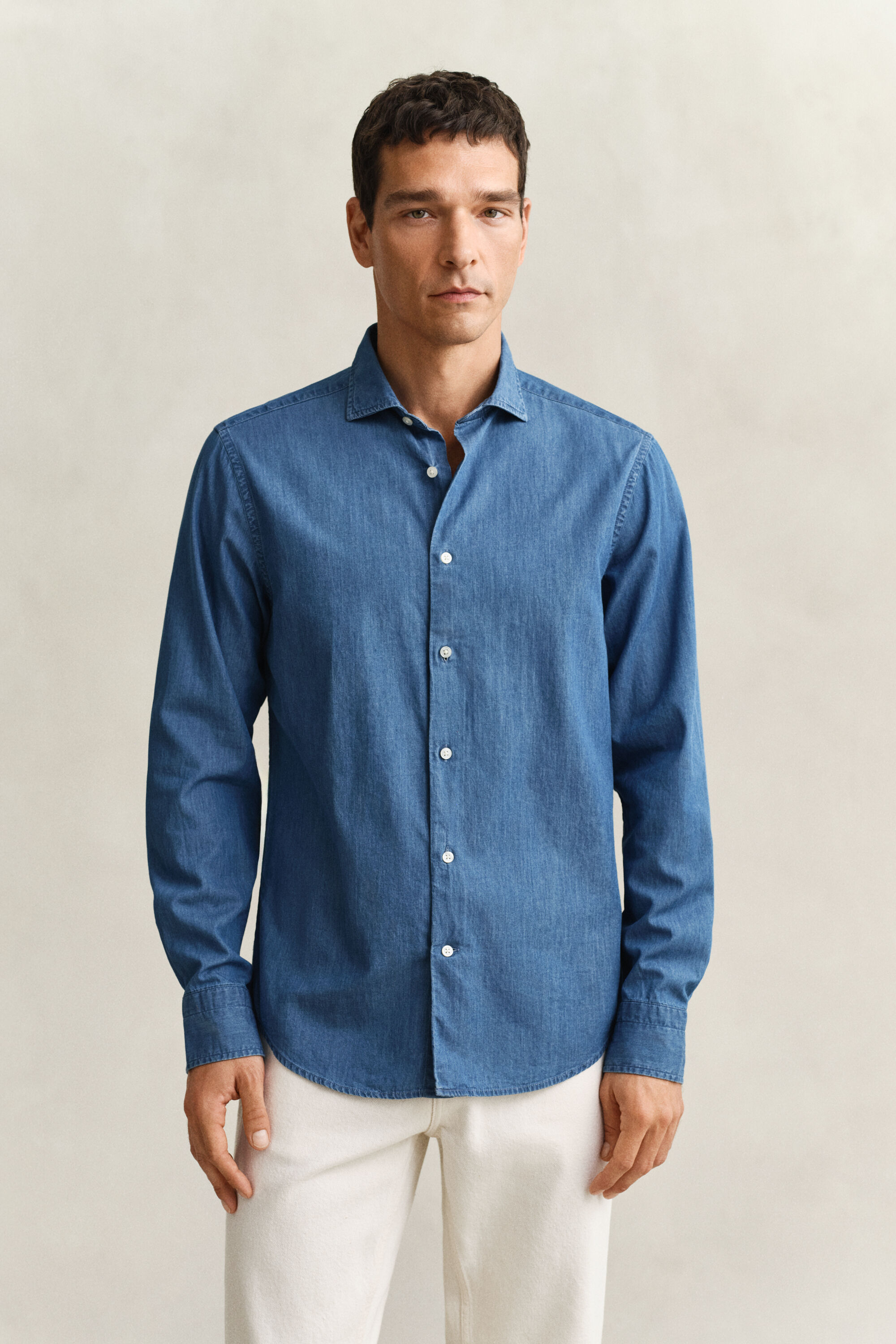 Indigo twill-skjorte