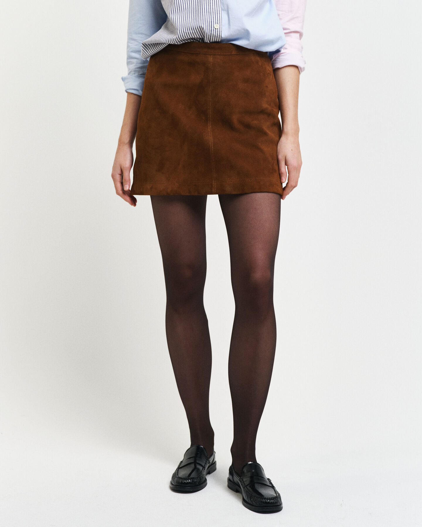 Nederdel i ruskindslæder